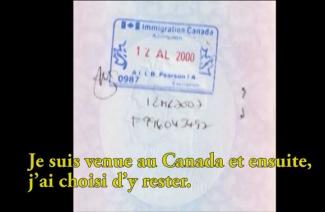 Page de passeport avec timbre d’Immigration Canada.
